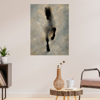 Luftbild Schwarzes Pferd Ölmalerei Wandkunst Poster