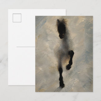 Luftbild Schwarzes Pferd Ölmalerei Wandkunst Postkarte