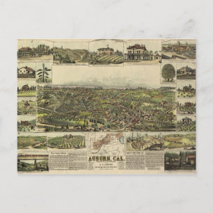 Luftbild von Auburn, Kalifornien (1887) Postkarte