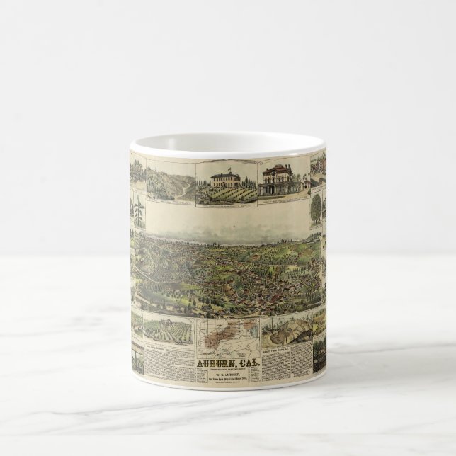 Luftbild von Auburn, Kalifornien (1887) Tasse (Mittel)