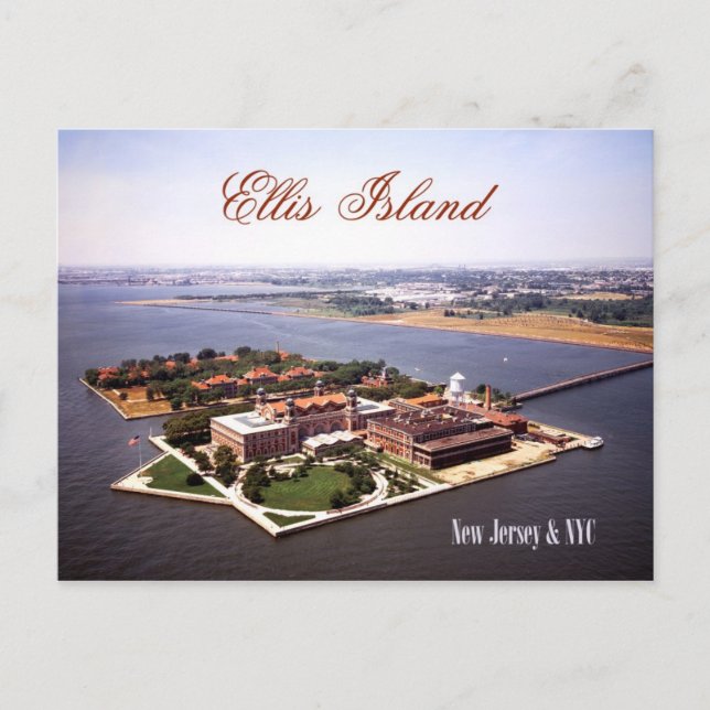 Luftbild von Ellis Island, NJ & NY Postkarte (Vorderseite)