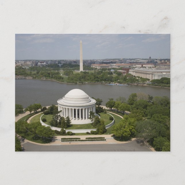 Luftbild von Jefferson und Washington Memorial Postkarte (Vorderseite)