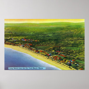 Luftbild von Long Beach am York Beach Poster