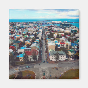 Luftbild von Reykjavik Magnet