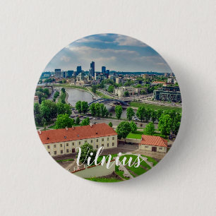 Luftbild von Vilnius, Litauen Button