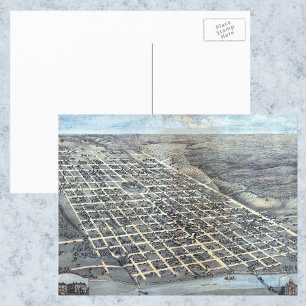 Luftbildkarte der Stadt Austin, Texas von 1873 Postkarte