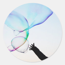 Luftbläschen Himmel Hintergrund viele Blasen Hand  Runder Aufkleber