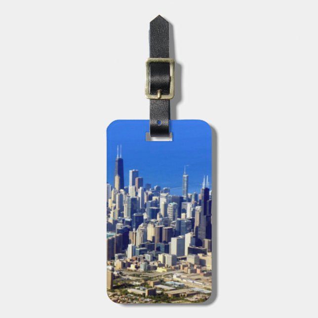 Luftblick auf Chicago Downtown mit Lake Lake Gepäckanhänger (Vorderseite vertikal)