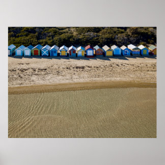 Luftblick auf den Brighton-Strand in Melbourne Poster