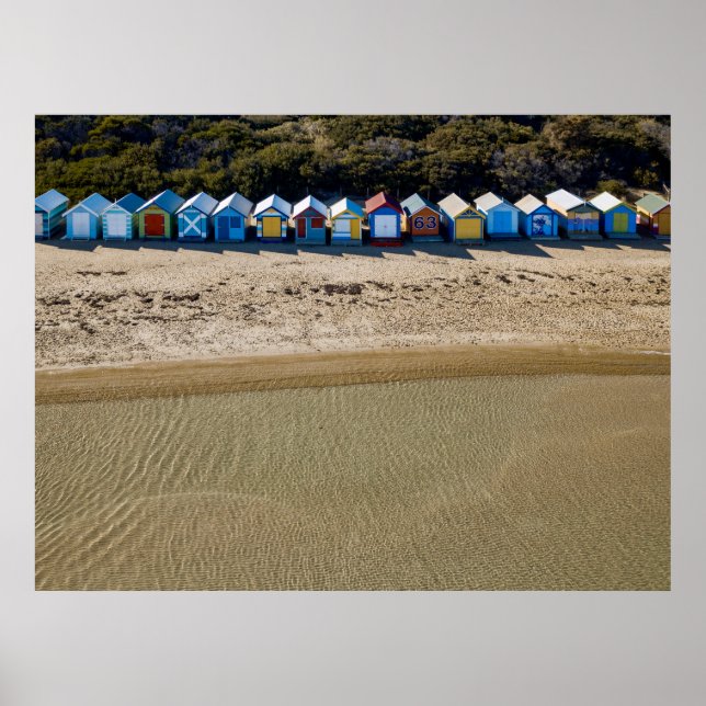 Luftblick auf den Brighton-Strand in Melbourne Poster (Vorne)