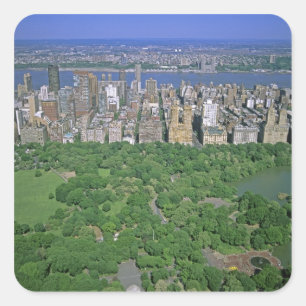 Luftblick auf den Central Park und die Westseite Quadratischer Aufkleber