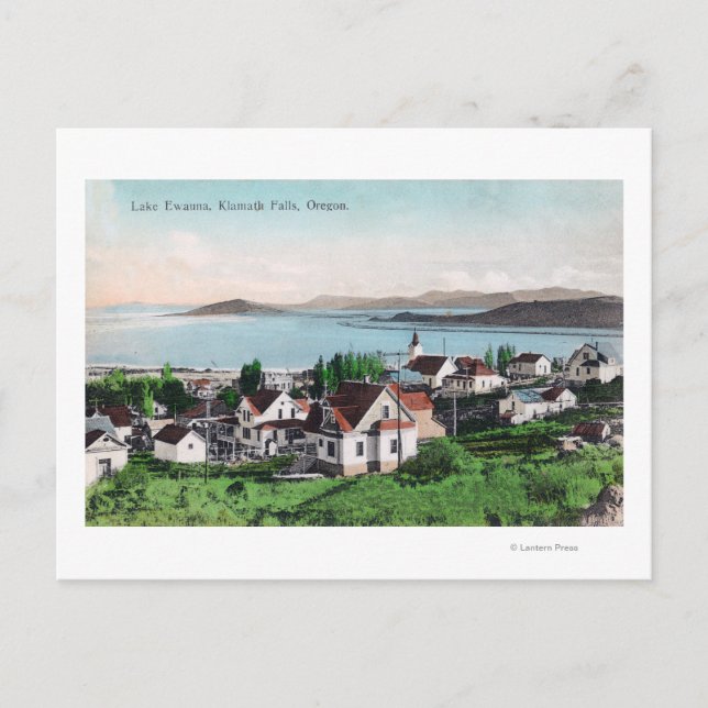 Luftblick auf die Stadt und den See Ewauna Postkarte (Vorderseite)