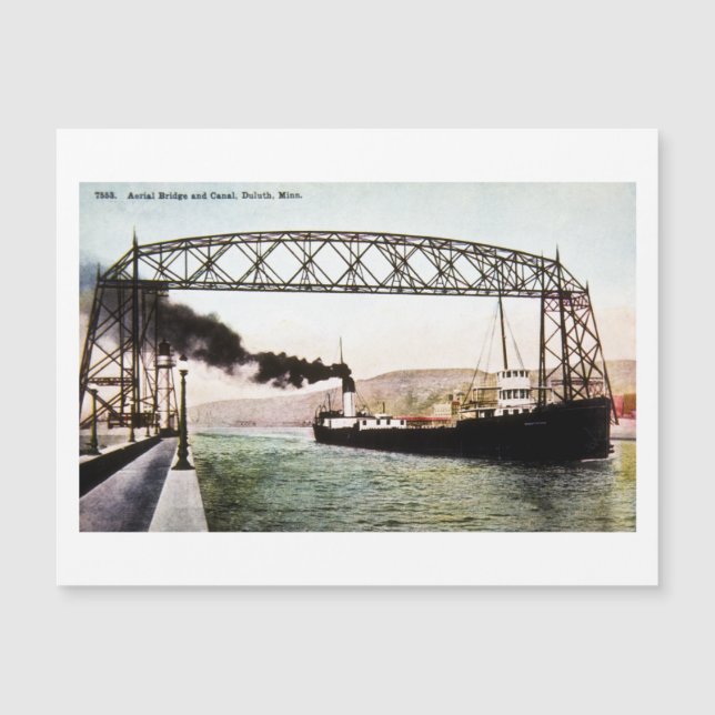 Luftbrücke und Kanal, Duluth, Minn. Magnetkarte (Vorderseite)