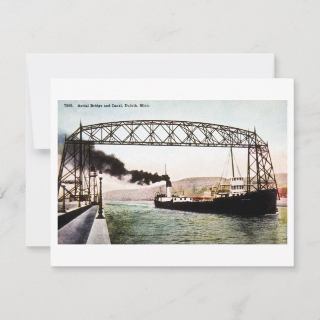 Luftbrücke und Kanal, Duluth, Minn. Postkarte (Vorderseite)