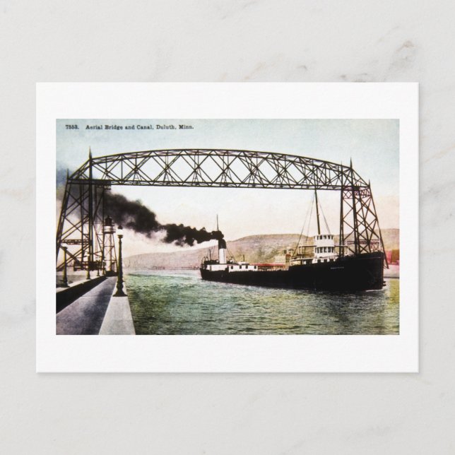Luftbrücke und Kanal, Duluth, Minn. Postkarte (Vorderseite)