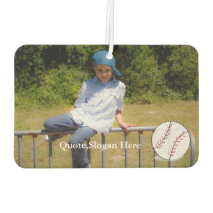 Lufterfrischer mit Kinderfoto, Baseball-Zitat und