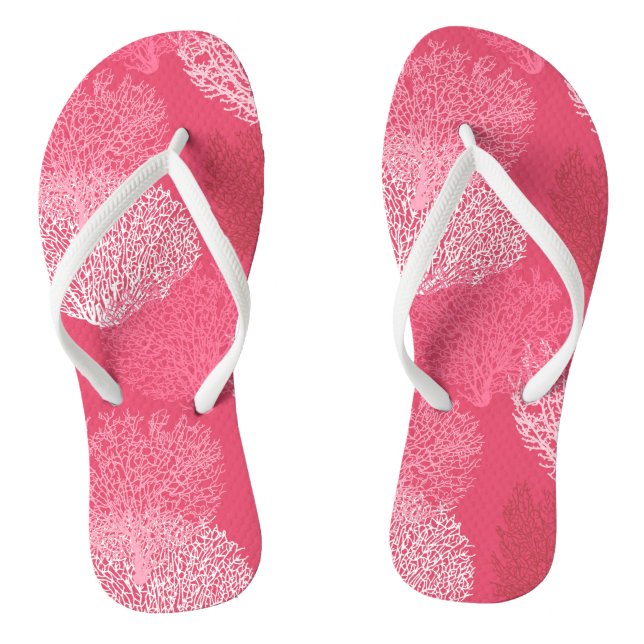 Lüfterkorallenprint, Korallenfarben Flip Flops (Fußbett)