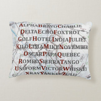 Luftfahrt-Alphabet rot und grau, Kissen