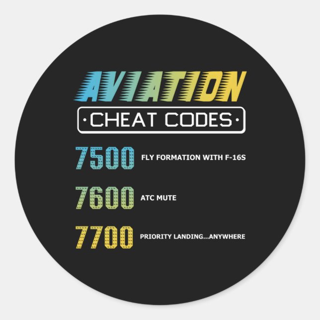 Luftfahrt Cheat Codes Aviation Pilo Runder Aufkleber (Vorderseite)