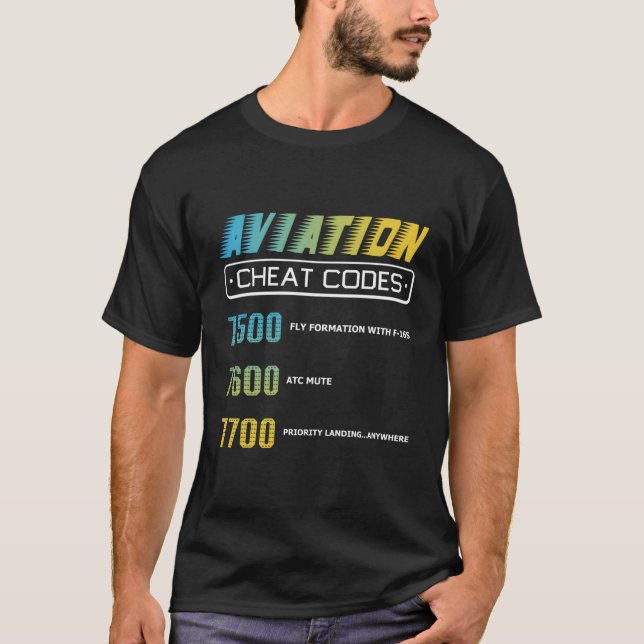 Luftfahrt Cheat Codes Aviation Pilo T-Shirt (Vorderseite)