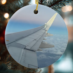 Luftfahrt Flugzeug Weihnachtsfoto individuell Keramik Ornament