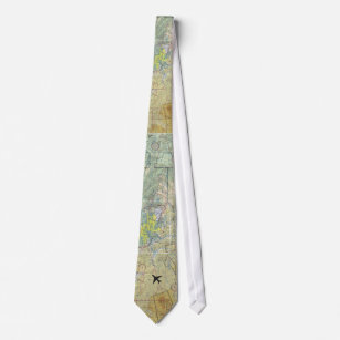 Luftfahrt-Karte mit Flugzeug Krawatte