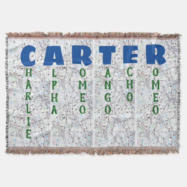 Luftfahrt-Karten-personalisiertes Lautalphabet Decke (Vorderseite)