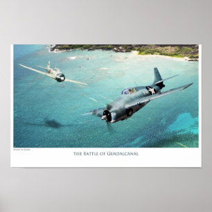 Luftfahrt-Kunstposter "Die Schlacht um Guadalcanal Poster