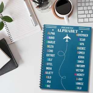 Luftfahrt NATO Phonetische Alphabet & Flugzeug, Co Notizblock