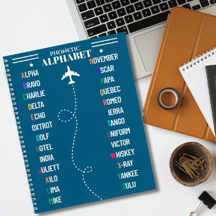 Luftfahrt NATO Phonetische Alphabet & Flugzeug, Co Notizbuch