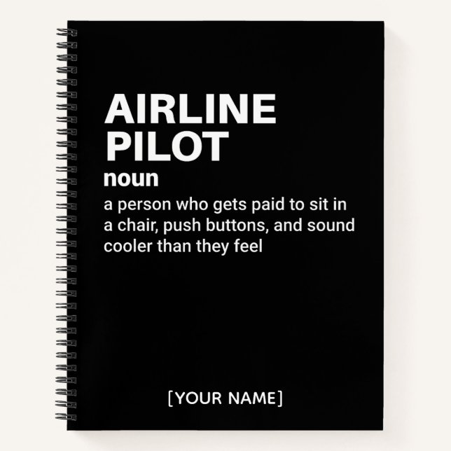 Luftfahrt-Pilot - Funny Definition Notebook Notizbuch (Vorderseite)