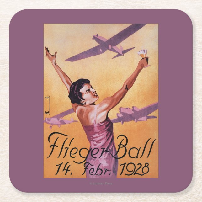 Luftfahrt-Show am Hotel Wagner Promo-Plakat Rechteckiger Pappuntersetzer (Vorderseite)