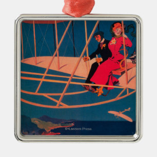 Luftfahrt-sportliches Plakat Silbernes Ornament