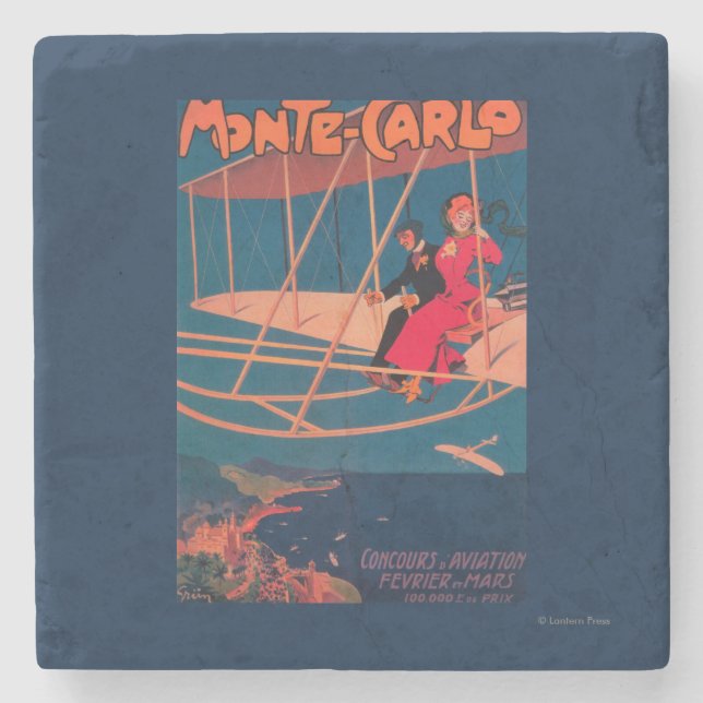 Luftfahrt-sportliches Plakat Steinuntersetzer (Vorderseite)