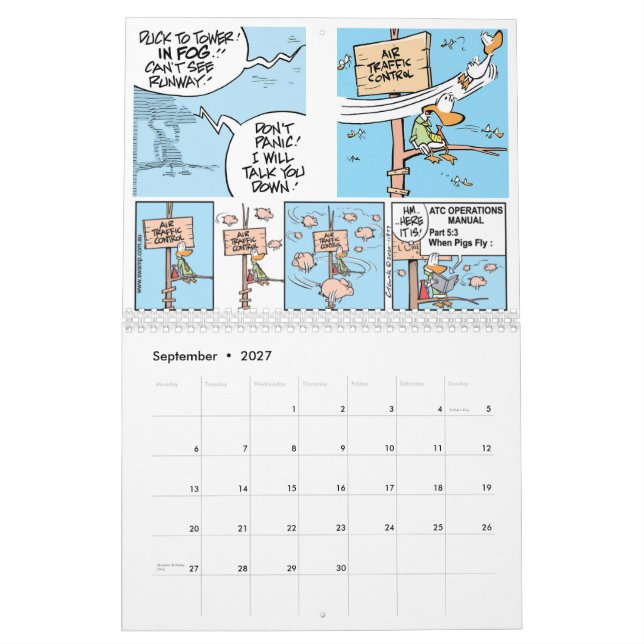 Luftfahrtskalender für den Piloten Cartoon Kalender (Sep 2027)