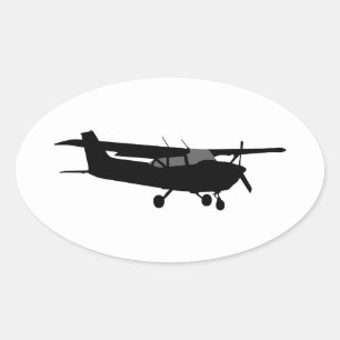 Luftfahrzeug Classic Cessna Schwarze Silhouette Fl Ovaler Aufkleber