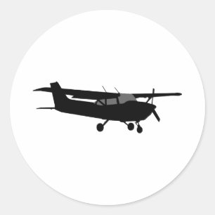 Luftfahrzeug Classic Cessna Schwarze Silhouette Fl Runder Aufkleber