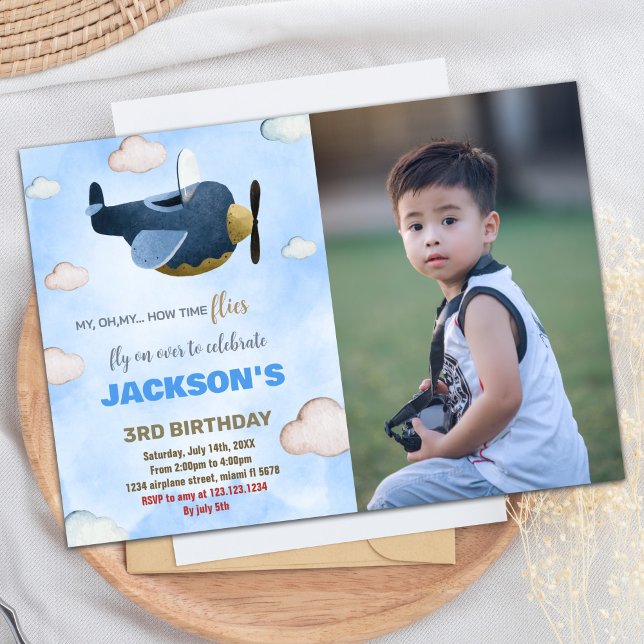 Luftfahrzeug Einladung zum Geburtstag mit Foto (Airplane Birthday Invitations with photo)