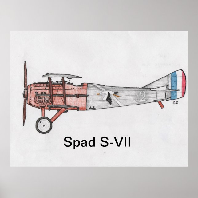 Luftfahrzeuge mit W1 Spad S-VII Poster (Vorne)