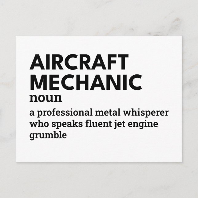 Luftfahrzeugmechanik - Definition des Spaßes Feiertagspostkarte (Vorderseite)