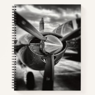 Luftfahrzeugpropeller Schwarz und Weiß Notizbuch