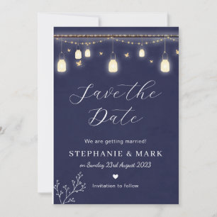 Luftfeuchte Save the Date, blaue Hochzeit der Mari Einladung