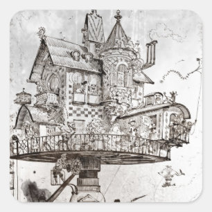 Lufthaus Maison Tournante Quadratischer Aufkleber