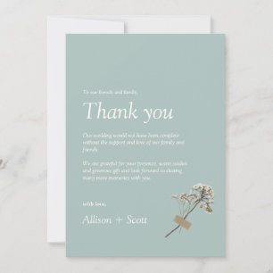 Luftig Grün Elegant Minimalistisch Handpresse Flor Dankeskarte