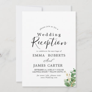 Luftige Grüne & Goldblatt-Hochzeitsempfang  Einladung