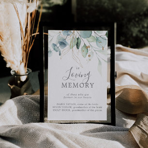 Luftige Grüne In Loving Memory Hochzeitsschild Poster