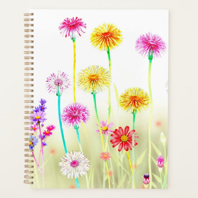 Luftige Helle Neon-Löwenzahn & Gänseblümchen Minim Planer (Vorderseite)