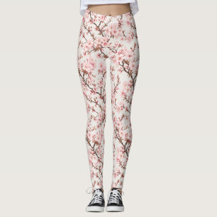 Luftige Kirschblüten-Botanical-Art Leggings