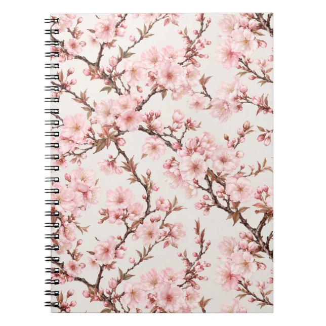 Luftige Kirschblüten-Botanical-Art Notizblock (Vorderseite)