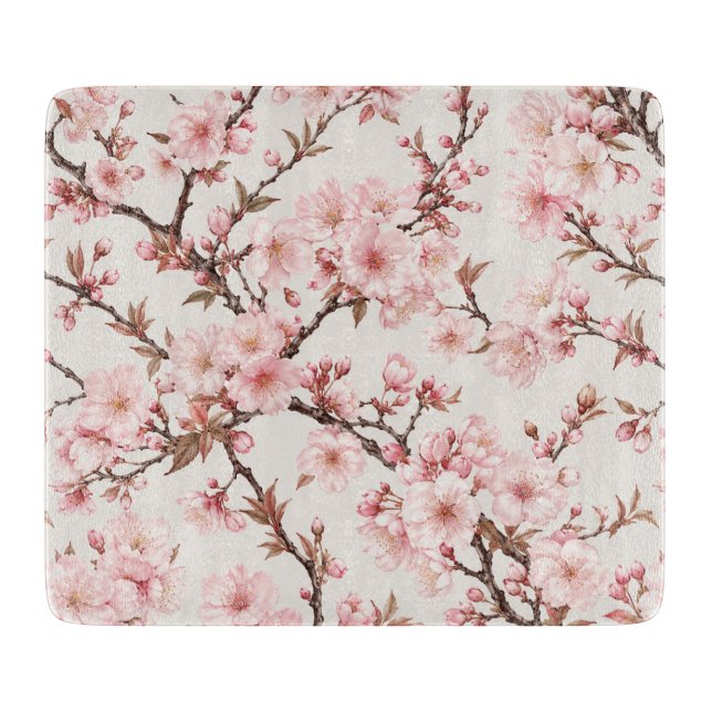 Luftige Kirschblüten-Botanical-Art Schneidebrett (Vorderseite)
